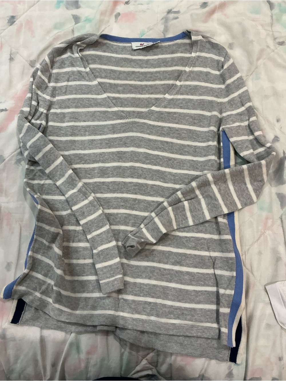 Vineyard Vines Pastel Tie-Dye Tee with Blue Trim